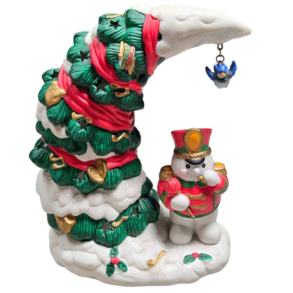 Snowden & Friends 1999 Snowman Tree Tealight Luminary Christmas Decor Whimsy